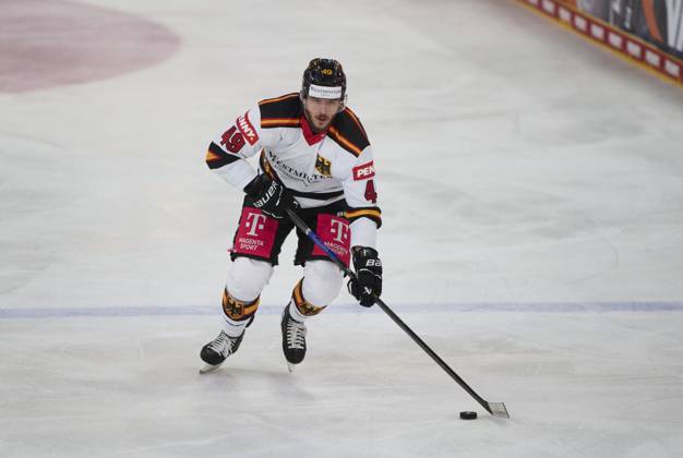 Lukas Kälble, Kaelble of Germany at the match GERMANY - LATVIA 4-1 DEB Ice hockey, Eishockey DEUTSCHLAND CUP in Landshut, Germany, November 6, 2025, Season 2025 2026.