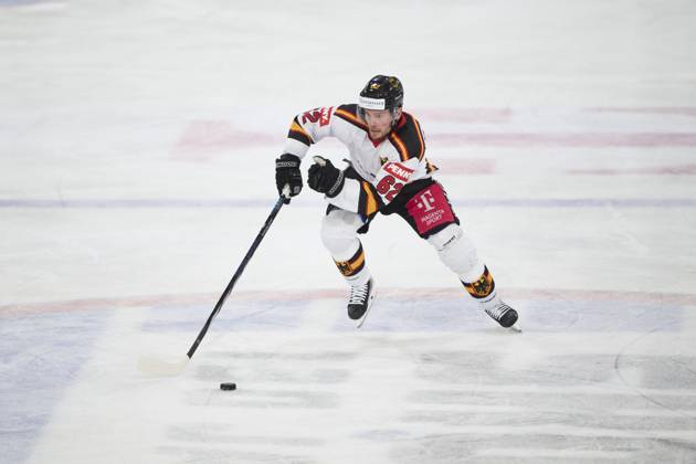 Parker Tuomie of Germany at the match GERMANY - LATVIA 4-1 DEB Ice hockey, Eishockey DEUTSCHLAND CUP in Landshut, Germany, November 6, 2025, Season 2025 2026.