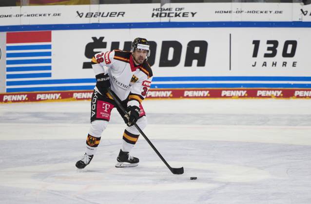 Fabio Wagner of Germany at the match GERMANY - LATVIA 4-1 DEB Ice hockey, Eishockey DEUTSCHLAND CUP in Landshut, Germany, November 6, 2025, Season 2025 2026.