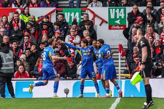 Premier League Nottingham Forest v Leeds United Lukas Nmecha of Leeds United celebrates his goal to make it 0-1 during the Premier League match Nottingham Forest vs Leeds United at City Ground, Nottingham, United Kingdom, 9th November 2025 (Photo by Alfie Cosgrove News Images) Nottingham City Ground Nottinghamshire United Kingdom Copyright: xAlfiexCosgrove NewsxImagesx