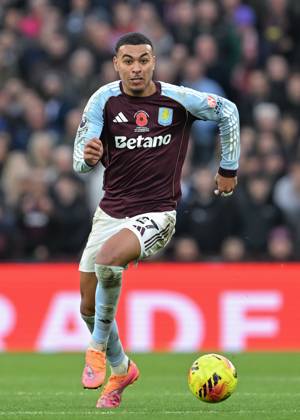 Birmingham, England, 9th November 2025. Morgan Rogers of Aston Villa during the Aston Villa vs AFC Bournemouth Premier League match at Villa Park, Birmingham. Picture credit should read: Cody Froggatt Sportimage EDITORIAL USE ONLY. No use with unauthorised audio, video, data, fixture lists, club league logos or live services. Online in-match use limited to 120 images, no video emulation. No use in betting, games or single club league player publications. SPI_102_CF_ASTON_VILLA_V_BOURNEMOUTH SPI-4279-0102