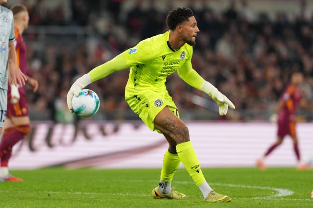 Maduka Okoye of Udinese Calcio during the Serie A 2025 2026 football match between AS Roma and Udinese Calcio at Stadio Olimpico in Rome (Italy), November 9, 2025. antoniettaxbaldassarre