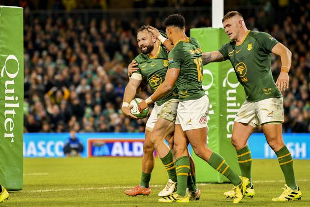 Ireland v South Africa Quilter Nations Series Cobus Reinach of South Africa scores his sides second try during the Quilter Nations Series match at the Aviva Stadium, Dublin UK Newspapers OUT Copyright: xJohnxCrothersx FIL-22533-0016