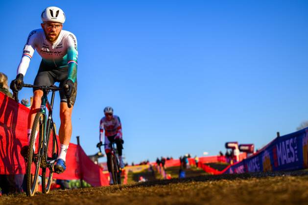 Dutch Joris Nieuwenhuis pictured in action during the men elite race at the World Cup cyclocross cycling event in Tabor, Czech Republic, stage 1 (out of 12) of the UCI World Cup cyclocross competition, Sunday 23 November 2025. DAVIDxPINTENS x143659383x