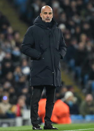 Manchester, England, 25th November 2025. Pep Guardiola manager of Manchester City during the Manchester City vs Bayer Leverkusen UEFA Champions League match at the Etihad Stadium, Manchester. Picture credit should read: Cody Froggatt Sportimage EDITORIAL USE ONLY. No use with unauthorised audio, video, data, fixture lists, club league logos or live services. Online in-match use limited to 120 images, no video emulation. No use in betting, games or single club league player publications. SPI_083_CF_Man_City_Bayer SPI-4309-0168