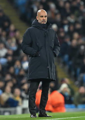 Manchester, England, 25th November 2025. Pep Guardiola manager of Manchester City during the Manchester City vs Bayer Leverkusen UEFA Champions League match at the Etihad Stadium, Manchester. Picture credit should read: Cody Froggatt Sportimage EDITORIAL USE ONLY. No use with unauthorised audio, video, data, fixture lists, club league logos or live services. Online in-match use limited to 120 images, no video emulation. No use in betting, games or single club league player publications. SPI_085_CF_Man_City_Bayer SPI-4309-0170