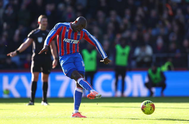 London, England, 30th November 2025. Jean-Philippe Mateta of Crystal Palace retakes a scores a penalty to make it 1-0 during the Crystal Palace vs Manchester United, ManU Premier League match at Selhurst Park, London. Picture credit should read: Paul Terry Sportimage EDITORIAL USE ONLY. No use with unauthorised audio, video, data, fixture lists, club league logos or live services. Online in-match use limited to 120 images, no video emulation. No use in betting, games or single club league player publications. SPI_020_PT_Crystal_Palace_Man_Utd SPI-4335-0020