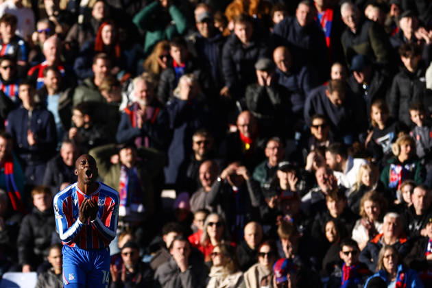 Crystal Palace gegen Manchester United 30. November 2025, London Premier League Fußball Crystal Palace gegen Manchester United Jean Philippe Mateta von Crystal Palace reagiert Foto Jacques Feeney Abseits London UK  Copyright: xJacquesxFeeneyx xOffsidexOffside