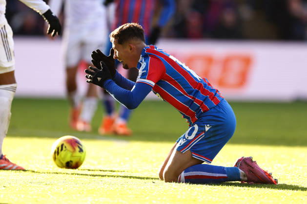 Crystal Palace gegen Manchester United 30. November 2025, London Premier League Fußball Crystal Palace gegen Manchester United Yeremi Pino von Crystal Palace reagiert Foto Jacques Feeney Abseits London UK  Copyright: xJacquesxFeeneyx xOffsidexOffside