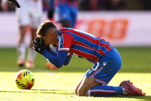 Crystal Palace gegen Manchester United 30. November 2025, London Premier League Fußball Crystal Palace gegen Manchester United Yeremi Pino von Crystal Palace reagiert Foto Jacques Feeney Abseits London UK  Copyright: xJacquesxFeeneyx xOffsidexOffside