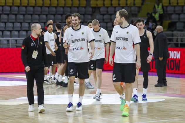 FIBA World Cup Qualifiers : Cyprus vs Germany German team leave the court after their win. Cyprus plays vs Germany for the Group E of the FIBA Basketball World Cup European Qualifiers, at Spyros Kyprianou Arena, Limassol, Cyprus, on Dec. 1, 2025. Limassol Cyprus Copyright: xKOSTASxPIKOULASx
