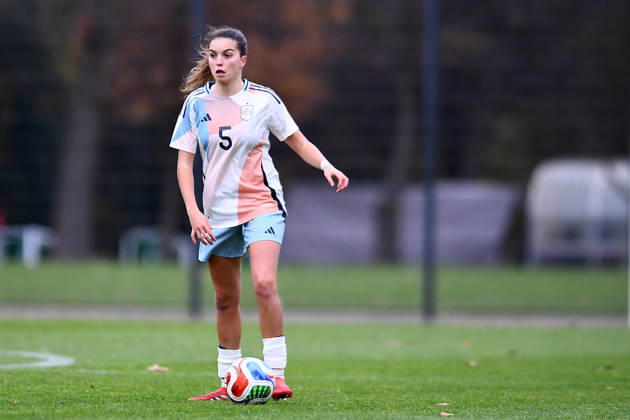 Soccer European Championship Qualification U19 Juniors Germany Spain on 02 12 2025 at the Sportschule Wedau in Duisburg Amaya Spain DFB regulations prohibit any use of photographs as image sequences and or quasi video Nordrhein Westfalen Germany