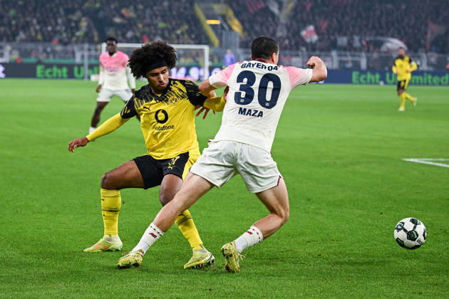 02 12 2025, Football, DFB Cup, Round of 16, Borussia Dortmund Bayer Leverkusen, Karim Adeyemi Borussia Dortmund , Ibrahim Maza Bayer Leverkusen xRHR PHOTO TKx Copyright: RHR-FOTOx RHR-FOTO TK
