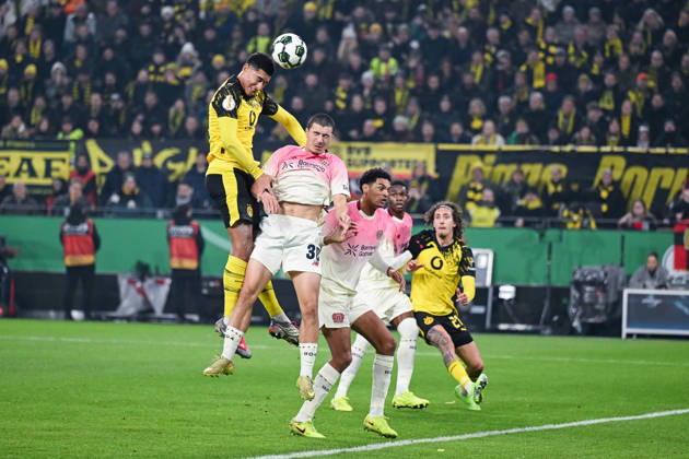 02 12 2025, Football, DFB Cup, Round of 16, Borussia Dortmund Bayer Leverkusen, Goal chance Jobe Bellingham Borussia Dortmund xRHR PHOTO TKx Copyright: RHR-FOTOx RHR-FOTO TK