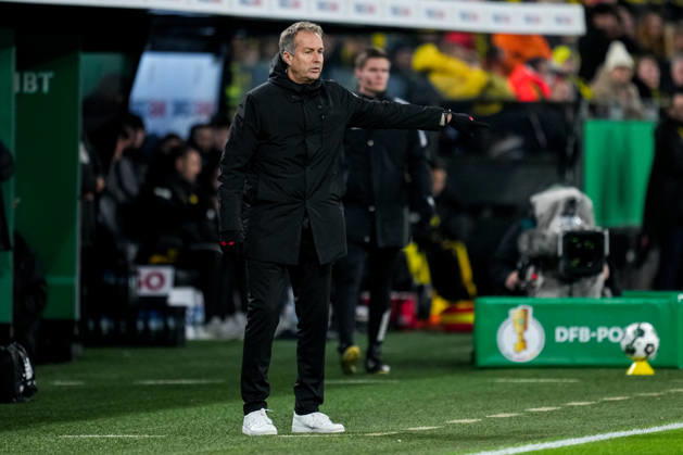 DORTMUND, GERMANY - DECEMBER 2: Bayer 04 Leverkusen head coach Kasper Hjulmand looks on during the DFB Cup round of 16 match between Borussia Dortmund and Bayer 04 Leverkusen at Signal Iduna Park on December 2, 2025 in Dortmund, Germany. (Photo by Rene Nijhuis) SPO  Copyright: xRenexNijhuis