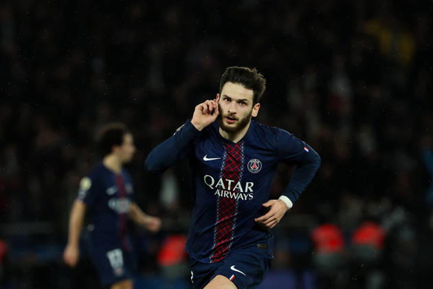 FBL FRA LIGUE1 Paris Saint Germain Stade Rennes Khvicha Kvaratskhelia Paris Saint Germain celebrate the goal during the French L1 football match between Paris Saint Germain PSG an Stade Rennes at Parc des Princes Paris ,France, on December 06, 2025 Copyright: JoaquimxFerreira