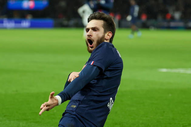 FBL FRA LIGUE1 Paris Saint Germain Stade Rennes Khvicha Kvaratskhelia Paris Saint Germain celebrate the goal during the French L1 football match between Paris Saint Germain PSG an Stade Rennes at Parc des Princes Paris ,France, on December 06, 2025 Copyright: JoaquimxFerreira