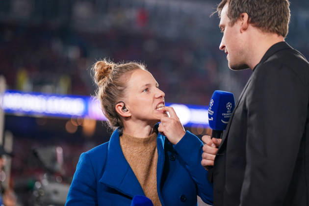 Football UEFA Champions League 2025 26, Matchday 6 FC Barcelona vs Eintracht Frankfurt Camp Nou Barcelona Tabea Kemme and Jonas Friedrich Prime TV Copyright: xJOERANxSTEINSIEKx