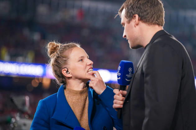 Football UEFA Champions League 2025 26, Matchday 6 FC Barcelona vs Eintracht Frankfurt Camp Nou Barcelona Tabea Kemme and Jonas Friedrich Prime TV Copyright: xJOERANxSTEINSIEKx
