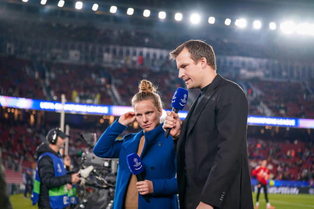 Football UEFA Champions League 2025 26, Matchday 6 FC Barcelona vs Eintracht Frankfurt Camp Nou Barcelona Tabea Kemme and Jonas Friedrich Prime TV Copyright: xJOERANxSTEINSIEKx