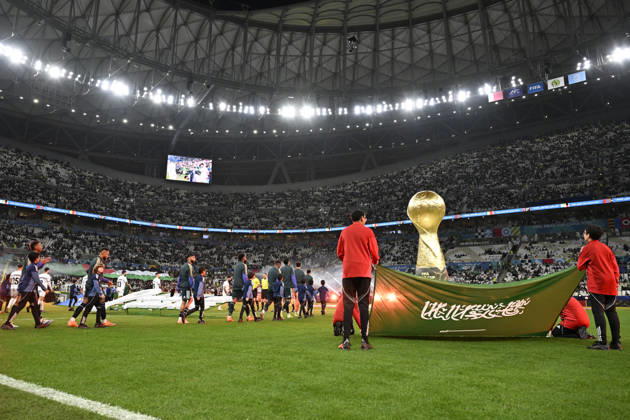 Palestine v Saudi Arabia - 2025 FIFA Arab Cup LUSAIL, QATAR – DECEMBER 11: A view from the ceremony before the 2025 FIFA Arab Cup quarterfinal match between Palestine and Saudi Arabia at Lusail Stadium in Lusail, Qatar on December 11, 2025. Stringer Anadolu Lusail Qatar. Editorial use only. Please get in touch for any other usage.  Copyright: x2025xAnadoluxStringerx