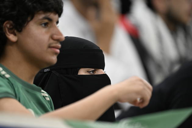 Palestine v Saudi Arabia - 2025 FIFA Arab Cup LUSAIL, QATAR - DECEMBER 11: Fans support their team during their 2025 FIFA Arab Cup quarterfinal match between Palestine and Saudi Arabia at Lusail Stadium in Lusail, Qatar on December 11, 2025. Stringer Anadolu Lusail Qatar. Editorial use only. Please get in touch for any other usage.  Copyright: x2025xAnadoluxStringerx