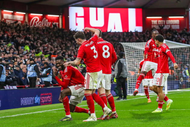 Nottingham Forest v Tottenham Hotspur, Premier League Ibrahim Sangaré Of Nottingham Forest scores a GOAL 3-0 and celebrates during the Nottingham Forest v Tottenham Hotspur Premier League match at the City Ground, West Bridgford, England on 14 December 2025 Credit: Lee Keuneke Every Second Media Editorial use only. All images are copyright Every Second Media Limited. No images may be reproduced without prior permission. All rights reserved. Premier League and Football League images are subject to licensing agreements with Football DataCo Limited. see https: www.football-dataco.com Copyright: xIMAGO EveryxSecondxMediax ESM-1708-0057 LeexKeunekex xEveryxSecondxMediax