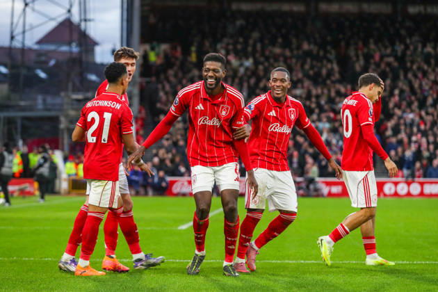 Nottingham Forest v Tottenham Hotspur, Premier League Ibrahim Sangaré Of Nottingham Forest scores a GOAL 3-0 and celebrates during the Nottingham Forest v Tottenham Hotspur Premier League match at the City Ground, West Bridgford, England on 14 December 2025 Credit: Lee Keuneke Every Second Media Editorial use only. All images are copyright Every Second Media Limited. No images may be reproduced without prior permission. All rights reserved. Premier League and Football League images are subject to licensing agreements with Football DataCo Limited. see https: www.football-dataco.com Copyright: xIMAGO EveryxSecondxMediax ESM-1708-0073 LeexKeunekex xEveryxSecondxMediax