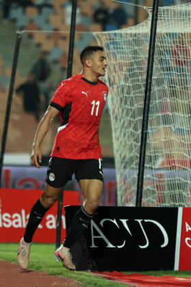 Egypt v Nigeria - International Friendly, Länderspiel, Nationalmannschaft Egypt s Mostafa Mohamed celebrates scoring their second goal in Cairo, Egypt, on December 16, 2025. cairo Egypt Copyright: xAbeerxAhmedx originalFilename:hamed-notitle251217_npJtb