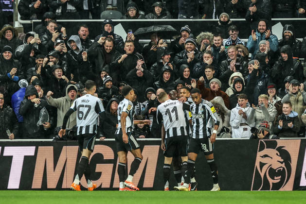Carabao Cup Quarter Final Newcastle United v Fulham Yoane Wissa of Newcastle United celebrates his goal to make it 1-0 during the Carabao Cup Quarter Final match Newcastle United vs Fulham at St. James s Park, Newcastle, United Kingdom, 17th December 2025 (Photo by Alfie Cosgrove News Images) Newcastle St. James s Park Tyne and Wear United Kingdom Copyright: xAlfiexCosgrove NewsxImagesx