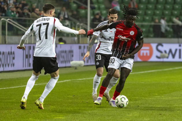 Legia Warszawa - Lincoln Red Imps 18.12.2025 football, Warsaw, UEFA Conference League game Legia Warszawa - Lincoln Red Imps (pilka nozna Liga Konferencji Europy ) image shows: Ermal Krasniqi (L) Boubacar Dabo (R) photo Katarzyna Plewczynska Fotostyk Copyright: xKatarzynaxPlewczynska Fotostykx 20251218FCTKP094