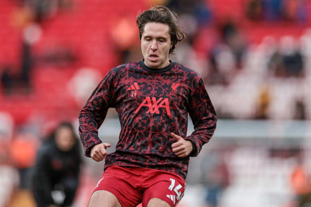 Premier League Liverpool v Wolverhampton Wanderers Federico Chiesa of Liverpool in the pregame warmup session during the Premier League match Liverpool vs Wolverhampton Wanderers at Anfield, Liverpool, United Kingdom, 27th December 2025 (Photo by Mark Cosgrove News Images) Liverpool Anfield Merseyside United Kingdom Copyright: xMarkxCosgrove NewsxImagesx