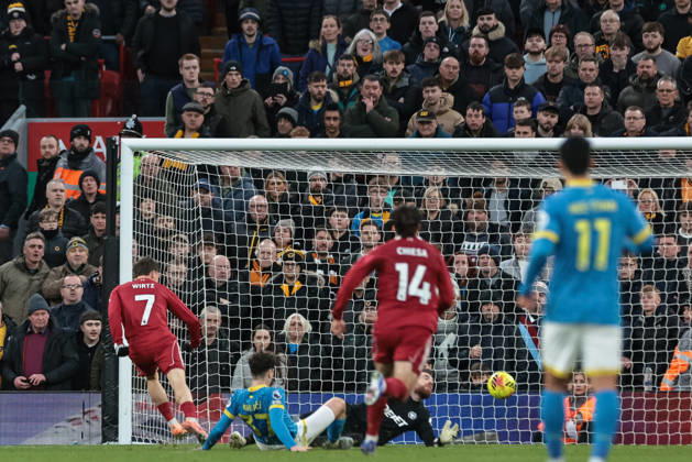 Premier League Liverpool v Wolverhampton Wanderers Florian Wirtz of Liverpool scores to make it 2-0 during the Premier League match Liverpool vs Wolverhampton Wanderers at Anfield, Liverpool, United Kingdom, 27th December 2025 (Photo by Mark Cosgrove News Images) Liverpool Anfield Merseyside United Kingdom Copyright: xMarkxCosgrove NewsxImagesx