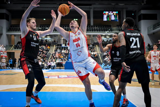 Barmer 2 Basketball Bundesliga ProA Rheinstars Köln vs Bayer Giants Leverkusen, 27 12 2025 Marko Cuvalo RheinStarsKöln 14 , Barmer 2 Basketball Bundesliga ProA Rheinstars Köln vs Bayer Giants Leverkusen on 27 12 2025 at the Castello Düsseldorf in Düsseldorf Nordrhein Westfalen Copyright: xBEAUTIFULxSPORTS Mueller-Laschetx