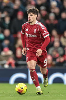 Premier League Liverpool v Wolverhampton Wanderers Milos Kerkez of Liverpool breaks with the ball during the Premier League match Liverpool vs Wolverhampton Wanderers at Anfield, Liverpool, United Kingdom, 27th December 2025 (Photo by Mark Cosgrove News Images) Liverpool Anfield Merseyside United Kingdom Copyright: xMarkxCosgrove NewsxImagesx