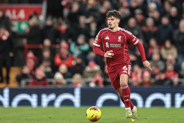 Premier League Liverpool v Wolverhampton Wanderers Milos Kerkez of Liverpool breaks with the ball during the Premier League match Liverpool vs Wolverhampton Wanderers at Anfield, Liverpool, United Kingdom, 27th December 2025 (Photo by Mark Cosgrove News Images) Liverpool Anfield Merseyside United Kingdom Copyright: xMarkxCosgrove NewsxImagesx