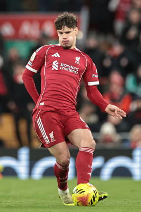 Premier League Liverpool v Wolverhampton Wanderers Milos Kerkez of Liverpool breaks with the ball during the Premier League match Liverpool vs Wolverhampton Wanderers at Anfield, Liverpool, United Kingdom, 27th December 2025 (Photo by Mark Cosgrove News Images) Liverpool Anfield Merseyside United Kingdom Copyright: xMarkxCosgrove NewsxImagesx