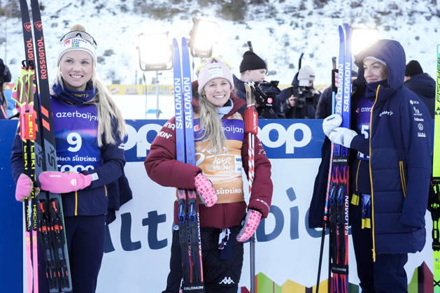 Ski Tour 2025 26 Stage 4 Toblach, Italy 20251231 USA s Jessie Diggins took first place, Sweden s Emma Ribom took second place and Sweden s Moa Ilar took third place in the 5 km heat free technique for women in Toblach Photo Terje Pedersen NTB Toblach Italy EDITORIAL USE ONLY RESTRICTED USE FOR BETTING COMPANIES Copyright: xTerjexPedersenx xNTBx