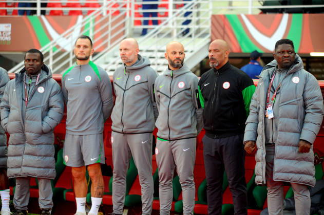 FES, MOROCCO - DECEMBER 30: Coach Eric Chelle of Nigeria during the Africa Cup of Nations (AFCON) match between Uganda and Nigeria on December 30th, 2025 at Complexe Sportif De Stade, Fes, Morocco. Photo by Segun Ogunfeyitimi Copyright: xshengolpixsx