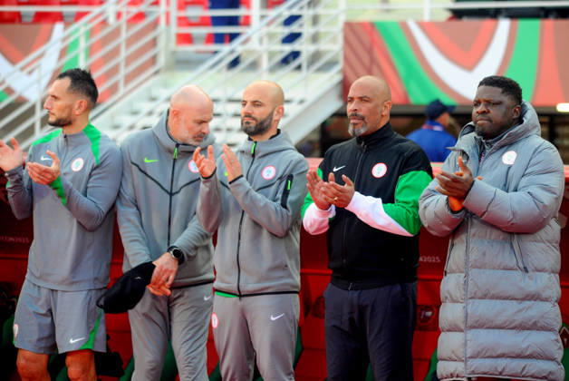 FES, MOROCCO - DECEMBER 30: Coach Eric Chelle of Nigeria during the Africa Cup of Nations (AFCON) match between Uganda and Nigeria on December 30th, 2025 at Complexe Sportif De Stade, Fes, Morocco. Photo by Segun Ogunfeyitimi Copyright: xshengolpixsx