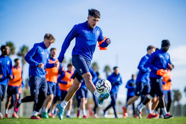 Gent s Tiago Araujo pictured in action during the winter training camp of Belgian soccer team KAA Gent, in Oliva, Spain, Tuesday 06 January 2026. JASPERxJACOBS  x154001823x