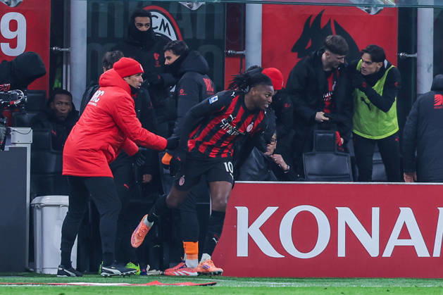 AC Milan vs Genoa CFC Serie A 2025 26 08 01 2026 Rafael Leao of AC Milan celebrates after scoring a goal during Serie A 2025 26 football match between AC Milan and Genoa CFC at San Siro Stadium in Milan Copyright: xBEAUTIFULxSPORTS Carabellix