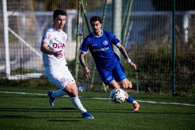 Gent s Tiago Araujo pictured in action during a friendly soccer game between Belgian KAA Gent and Romanian CFR 1907 Cluj, at the winter training camp in Oliva, Spain, Friday 09 January 2026. JASPERxJACOBS  x154747591x