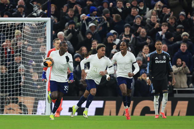 Tottenham Hotspur v Aston Villa, FA Cup, 3rd Round GOAL CELEBRATION Tottenham Hotspur Forward Wilson Odobert (28) makes it 1-2 during the FA Cup match between Tottenham Hotspur and Aston Villa at Tottenham Hotspur Stadium, London, UK on 10 January 2026. London Tottenham Hotspur Stadium London UK Editorial use only DataCo restrictions apply See www.football-dataco.com , Copyright: xChrisxFoxwellx PSI-23550-0036