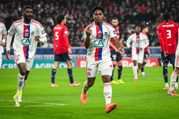 January 11, 2026, Villeneuve-D ascq, France, France: Endrick FELIPE MOREIRA DE SOUSA of Lyon celebrate his goal with Clinton MATA of Lyon during the French Cup match between Lille OSC (LOSC) and Olympique Lyonnais (OL) at Pierre Mauroy Stadium on January 11, 2026 in Villeneuve-d Ascq near Lille, France. Villeneuve-D ascq France - ZUMAm308 20260111_zsp_m308_012 Copyright: xMatthieuxMirvillex