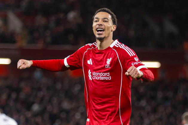 Football - FA Cup - 3rd Round - Liverpool FC v Barnsley FC LIVERPOOL, ENGLAND - Monday, January 12, 2026: Liverpool s Hugo Ekitike celebrates after scoring his side s fourth goal during the FA Cup 3rd Round match between Liverpool FC and Barnsley FC at Anfield. (Photo by David Rawcliffe Propaganda) LIVERPOOL Anfield MERSEYSIDE ENGLAND  Copyright: xPropagandaxPhotoxAgencyx P2026-01-12-Liverpool_Barnsley-114