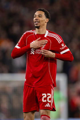Football - FA Cup - 3rd Round - Liverpool FC v Barnsley FC LIVERPOOL, ENGLAND - Monday, January 12, 2026: Liverpool s goalscorer Hugo Ekitike celebrates after the FA Cup 3rd Round match between Liverpool FC and Barnsley FC at Anfield. Liverpool won 4-1. (Photo by David Rawcliffe Propaganda) LIVERPOOL Anfield MERSEYSIDE ENGLAND  Copyright: xPropagandaxPhotoxAgencyx P2026-01-12-Liverpool_Barnsley-118