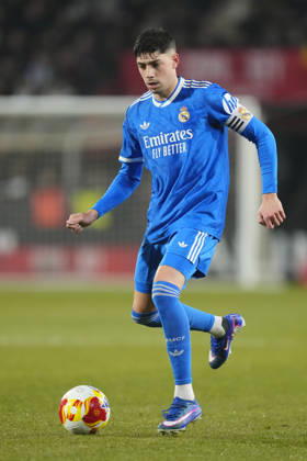 Albacete Balompie v Real Madrid - Copa del Rey Federico Valverde central midfield of Real Madrid and Uruguay during the Copa del Rey round of 16 match between Albacete Balompie and Real Madrid at Estadio Carlos Belmonte on January 14, 2026 in Albacete, Spain. Albacete Spain Copyright: xJosexBretonx originalFilename:bretonhernandez-albacete260114_nprR1
