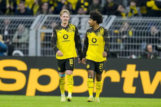 Julian Brandt Borussia Dortmund and Karim Adeyemi Borussia Dortmund waehrend des spiels der Bundesliga zwischen Borussia Dortmund und FC St Pauli, Signal Iduna Park am 17 January 2026 in Dortmund, Germany Photo by Alex Gottschalk DeFodi Images Julian Brandt Borussia Dortmund and Karim Adeyemi Borussia Dortmund during the Bundesliga match between Borussia Dortmund and FC St Pauli at Signal Iduna Park on January 17, 2026 in Dortmund, Germany Photo by Alex Gottschalk DeFodi Images DFL regulations prohibit any use of photographs as image sequences and or quasi video Photo by Alex Gottschalk DeFodi Images DFL regulations prohibit any use of photographs as image sequences and or quasi video