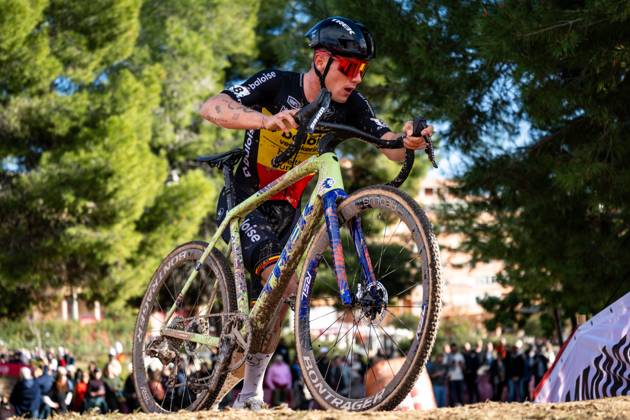 Belgian Thibau Nys pictured in action during the Men s Elite race at the cyclocross cycling event in Benidorm, Spain, Sunday 18 January 2026, stage 10 12 in the UCI World Cup competition. DAVIDxPINTENS  x156828760x